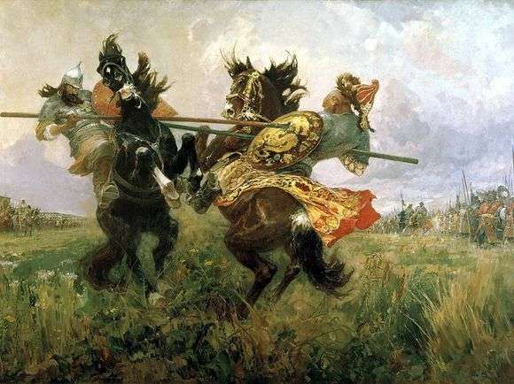 Opis obrazu Michaiła Awiłowa Pojedynek na polu Kulikowo