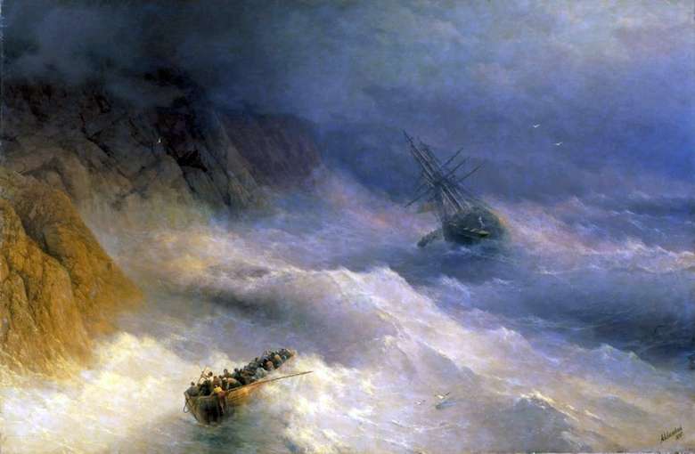Opis obrazu Ivana Aivazovskyego Storm at Cape Aya