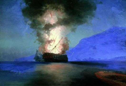Opis obrazu Iwana Aiwazowskiego Wybuch statku