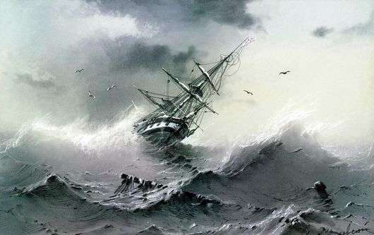 Opis obrazu Iwana Aiwazowskiego Tonący statek (Wrak statku)