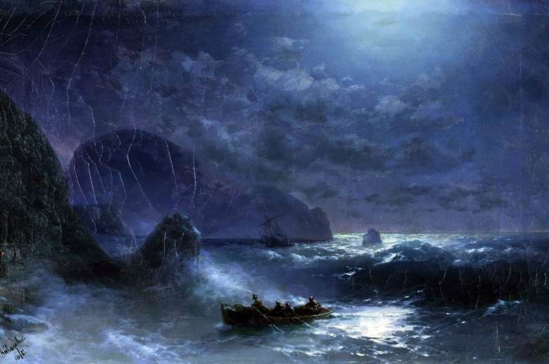 Opis obrazu Iwana Aiwazowskiego Księżycowa noc na morzu