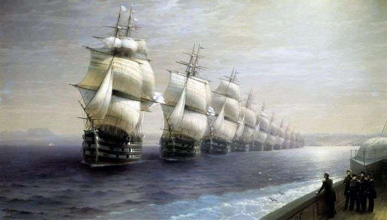 Opis obrazu Iwana Aiwazowskiego Przegląd Floty Czarnomorskiej