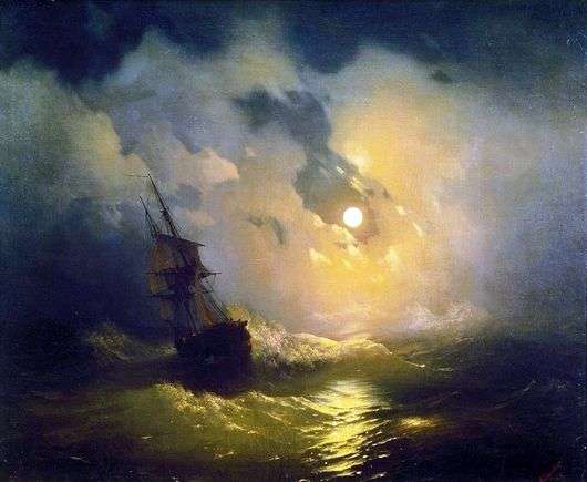 Opis obrazu Iwana Aiwazowskiego Burza na morzu nocą