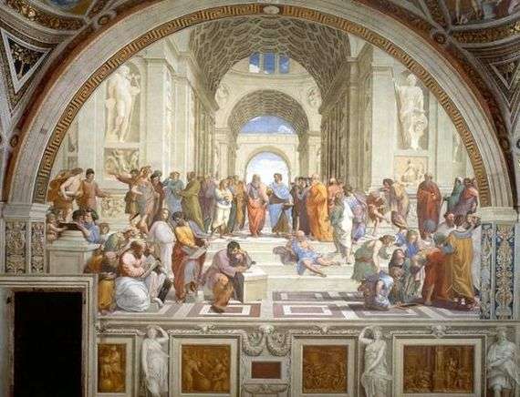 Opis fresku autorstwa Raphaela Santiego Szkoła ateńska