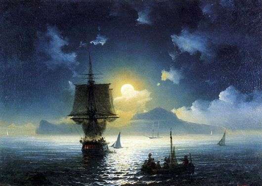 Opis obrazu Ivana Aivazovskyego Moonlit Night on Capri