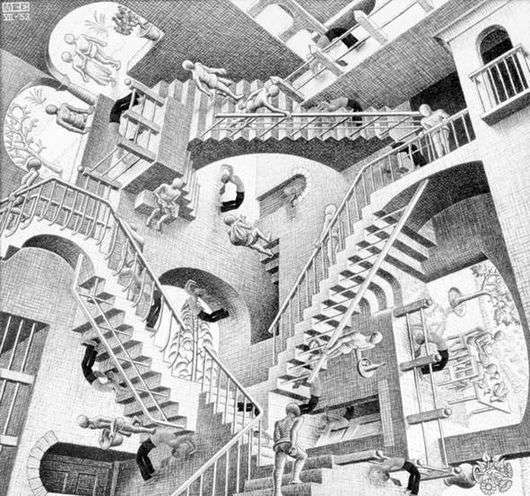 Opis obrazu Mauritsa Eschera Względność