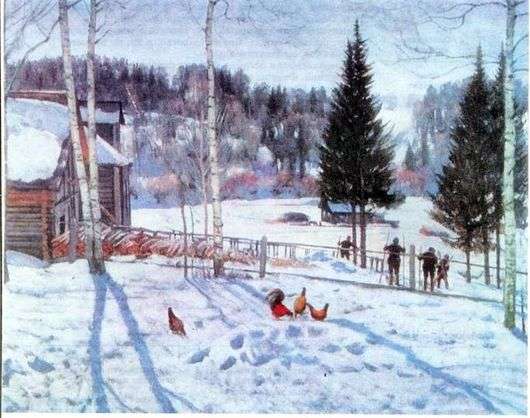 Opis obrazu Konstantina Yuona Koniec zimy w południe
