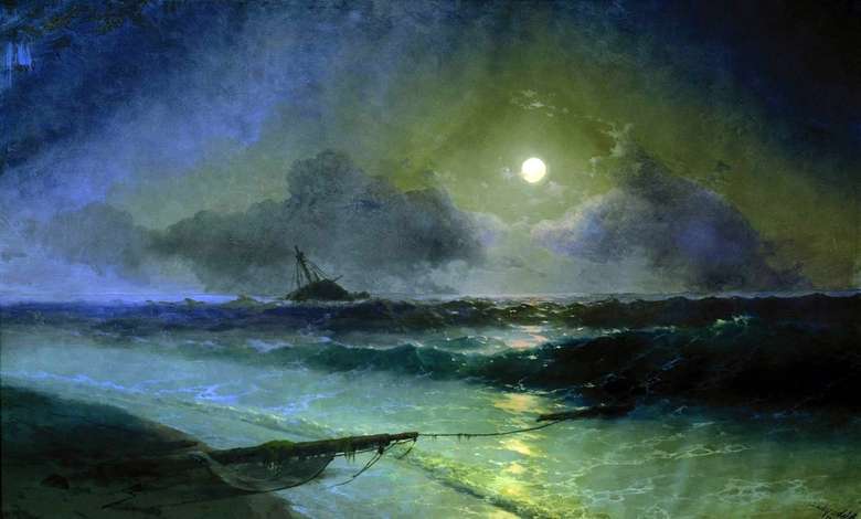 Opis obrazu Ivana Aivazovskyego Moonrise in Feodosia