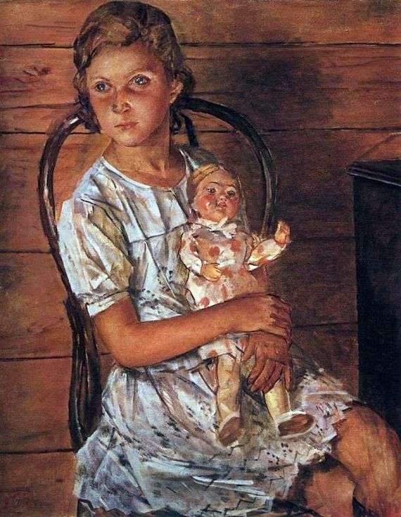 Opis obrazu Kuzmy Petrov Vodkin Dziewczyna z lalką