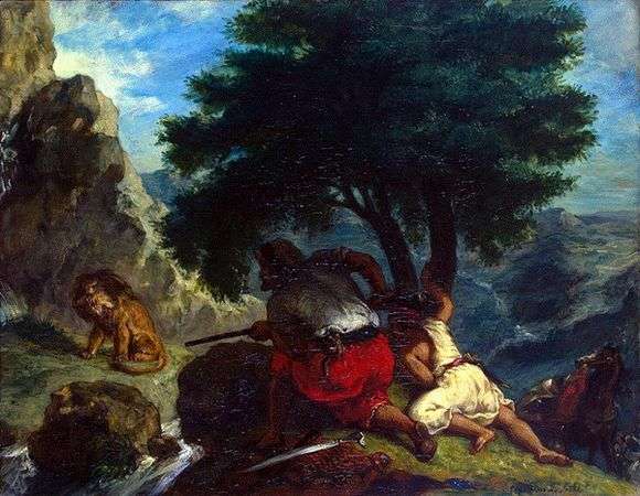Opis obrazu Eugene Delacroix Polowanie na lwy w Maroku