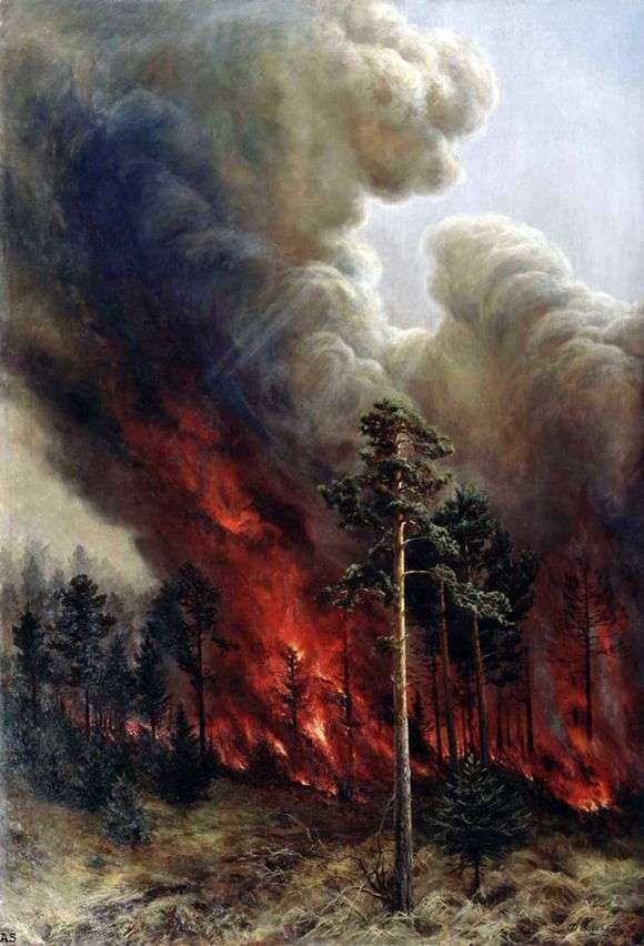 Opis obrazu Aleksieja Denisowa Uralskiego Pożar lasu