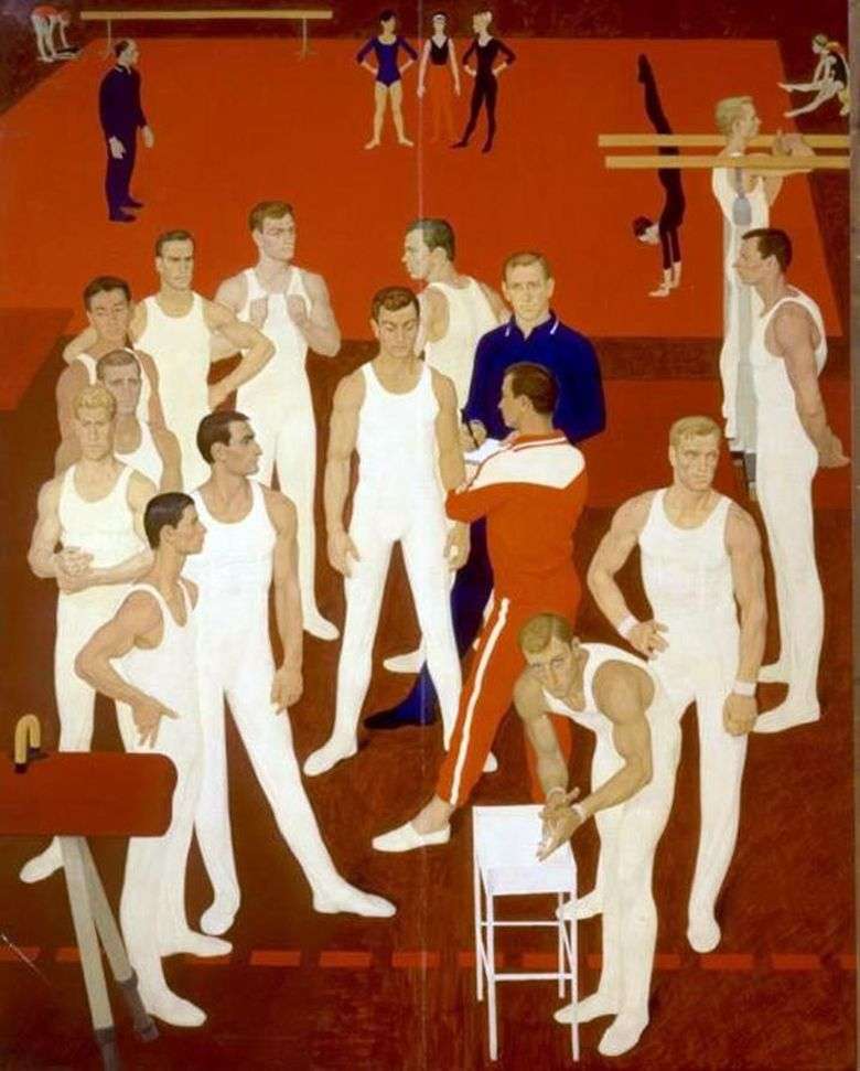 Opis obrazu Dmitrija Żilinskiego Gimnastycy ZSRR (1964 1965)