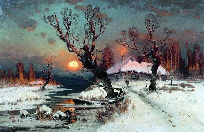 Opis obrazu Juliusa Clovera Pejzaż zimowy