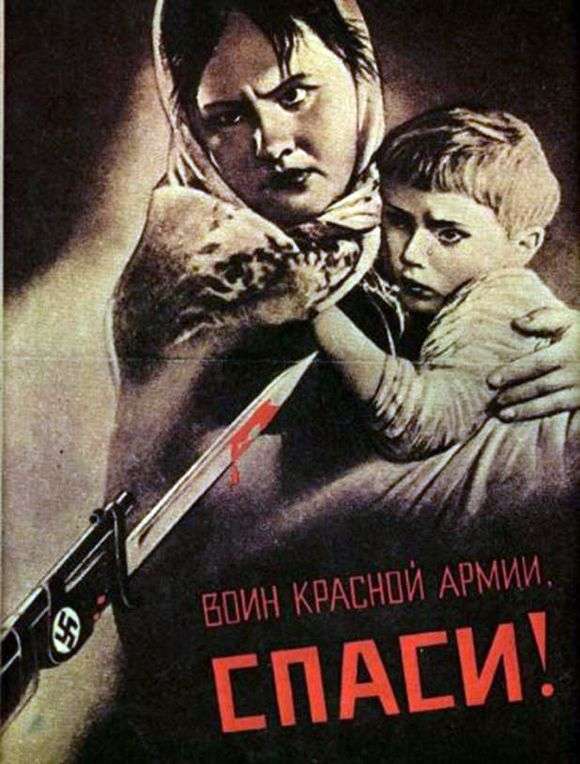 Opis radzieckiego plakatu Wojownik Armii Czerwonej, ratuj!