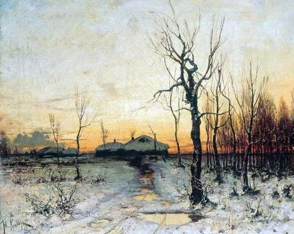 Opis obrazu Juliusa Clovera Zima (Pejzaż zimowy)