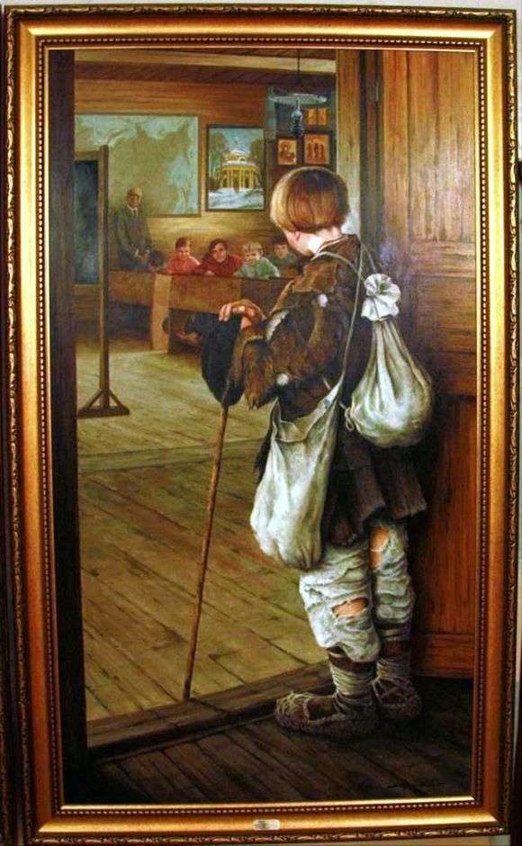 Opis obrazu Nikołaja Bogdanowa Belskiego Pod drzwiami szkoły