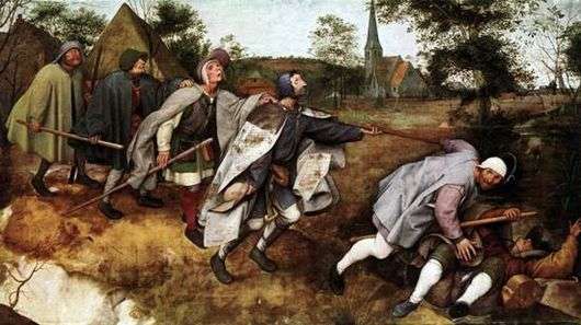Opis obrazu Pietera Bruegla Przypowieść o niewidomych (Ślepy prowadzą niewidomego)
