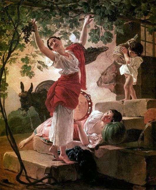 Opis obrazu Karla Bryullova Dziewczyna zbierająca winogrona w okolicach Neapolu