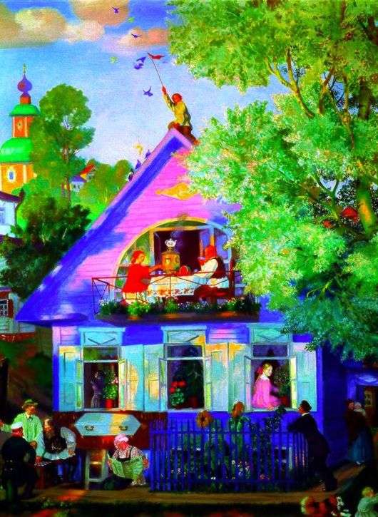 Opis obrazu Borisa Kustodiewa Niebieski dom