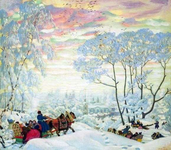 Opis obrazu Borisa Kustodiewa Zima