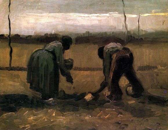 Opis obrazu Vincenta Van Gogha Chłopka i wieśniaczka sadząca ziemniaki