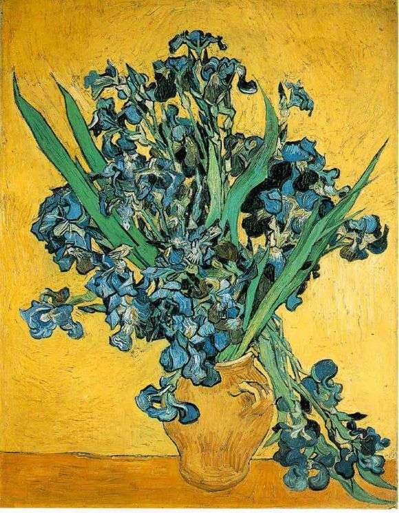 Opis obrazu Vincenta Van Gogha Wazon martwa natura z irysami na żółtym tle