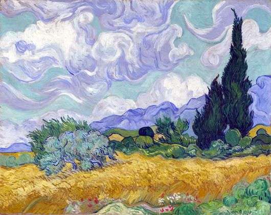 Opis obrazu Vincenta Van Gogha Pole pszenicy z cyprysami
