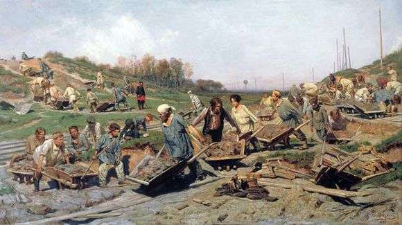 Opis obrazu Konstantina Savitskyego Prace remontowe na kolei
