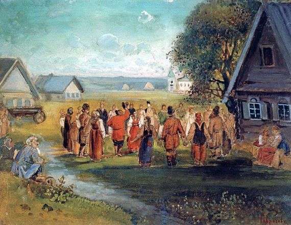 Opis obrazu Aleksieja Savrasowa Okrągły taniec na wsi