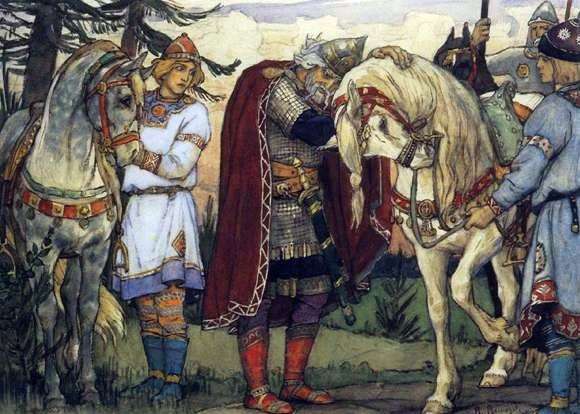Opis obrazu Wiktora Wasniecowa Pożegnanie Olega z koniem