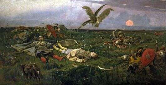 Opis obrazu Wiktora Wasniecowa Po masakrze Igora Światosławicza z Połowcami