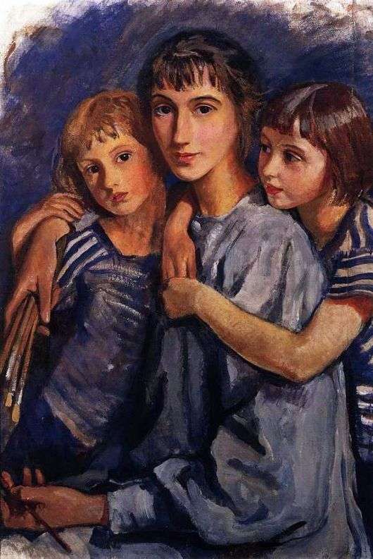 Opis obrazu Zinaidy Serebryakovej Autoportret z dwiema córkami