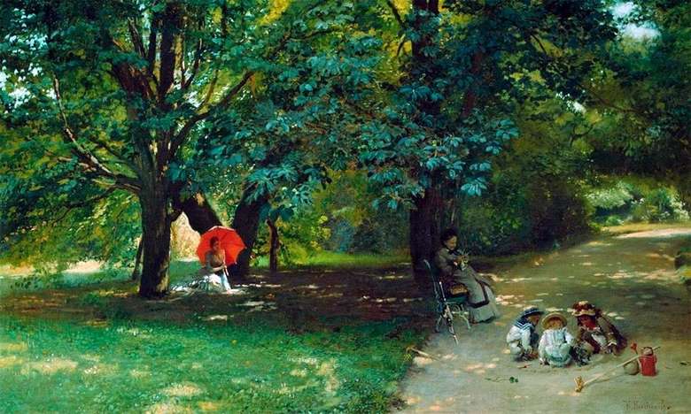 Opis obrazu Konstantina Makowskiego W parku