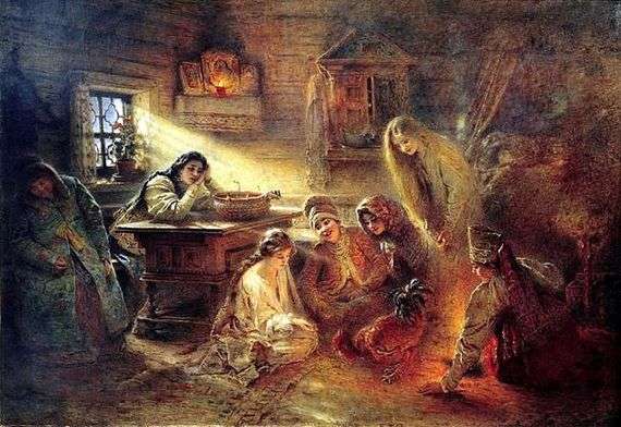 Opis obrazu Konstantina Makovskyego Wróżby bożonarodzeniowe dla pana młodego