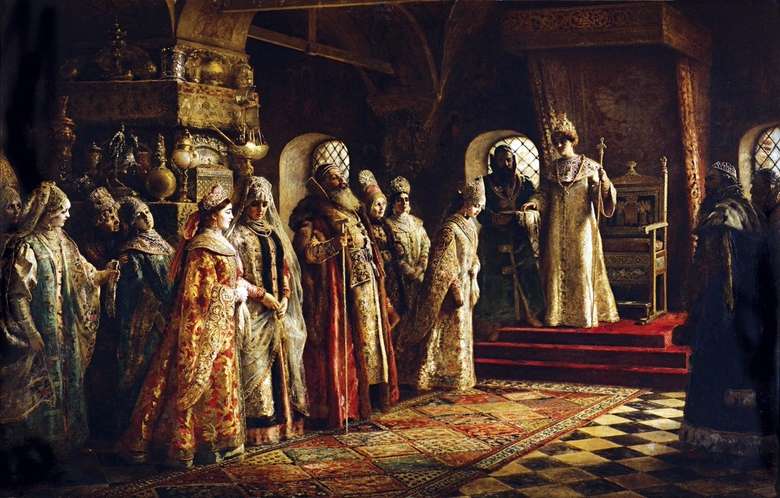 Opis obrazu Konstantina Makowskiego Wybór panny młodej