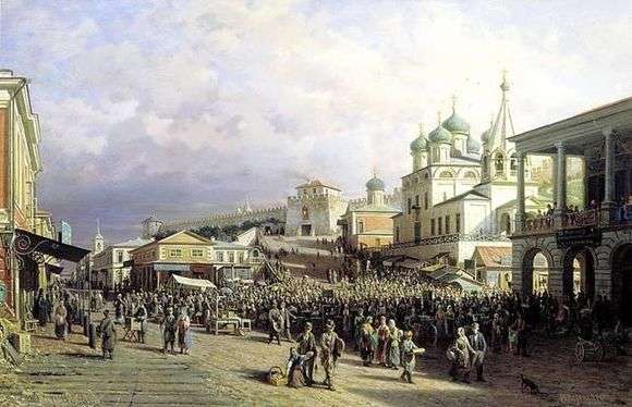 Opis obrazu Piotra Vereshchagina Rynek w Niżnym Nowogrodzie