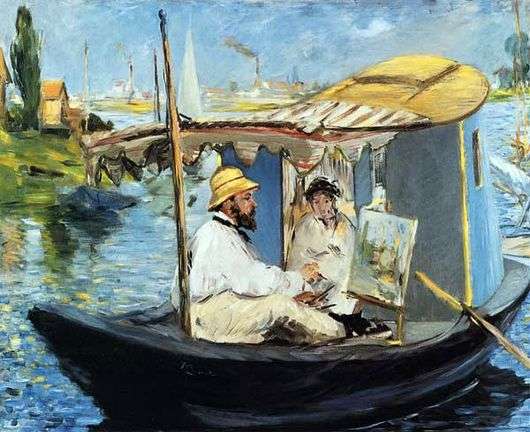 Opis obrazu Edouarda Maneta Claude Monet w jego łodzi studyjnej