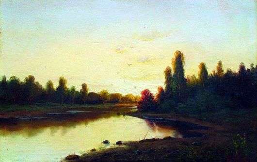 Opis obrazu Efima Volkova Zachód słońca nad rzeką
