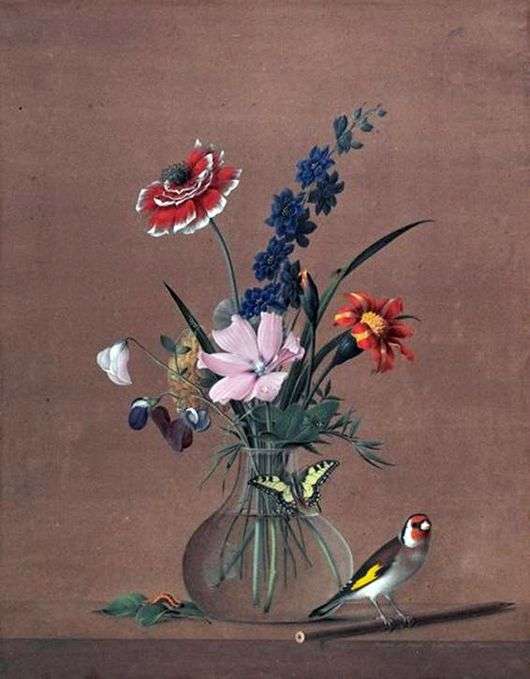 Opis obrazu Fiodora Tołstoja Bukiet kwiatów, motylek i ptak