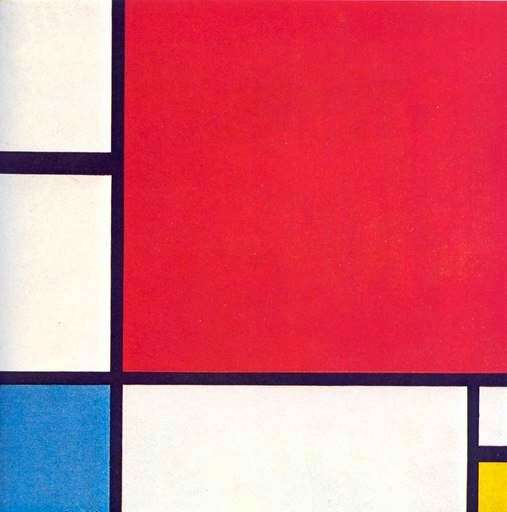 Opis obrazu Petera Mondriana Kompozycja z czerwienią, żółcią i błękitem