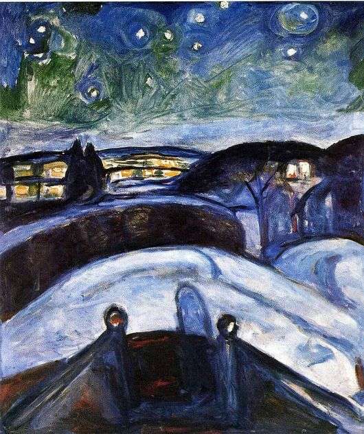 Opis obrazu Edvarda Muncha Gwiaździsta noc